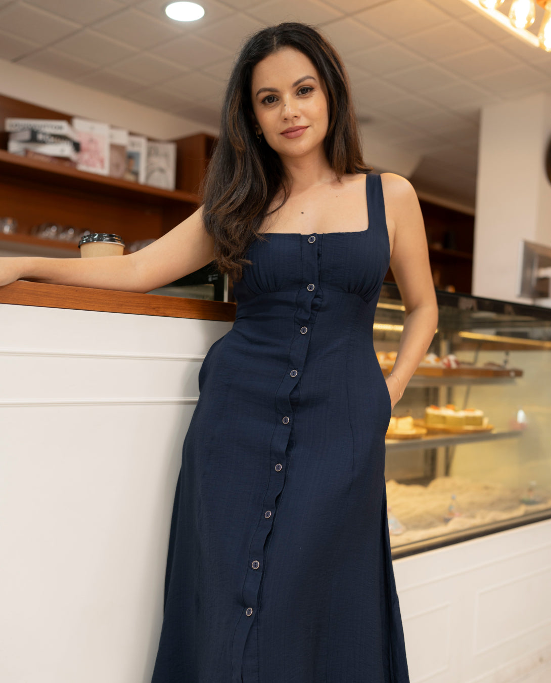 Serena Dress in Navy Blue