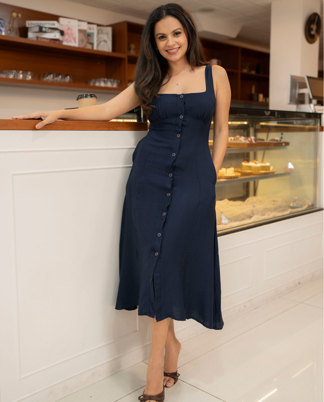 Serena Dress in Navy Blue