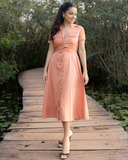 Alora Dress - Dark Peach