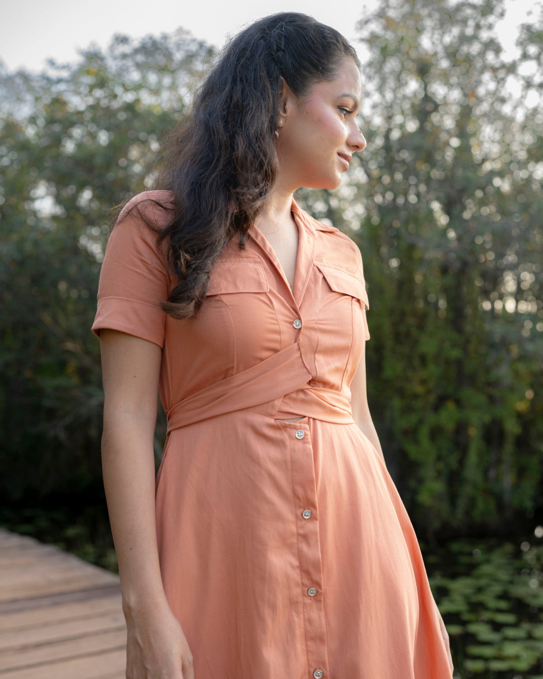 Alora Dress - Dark Peach