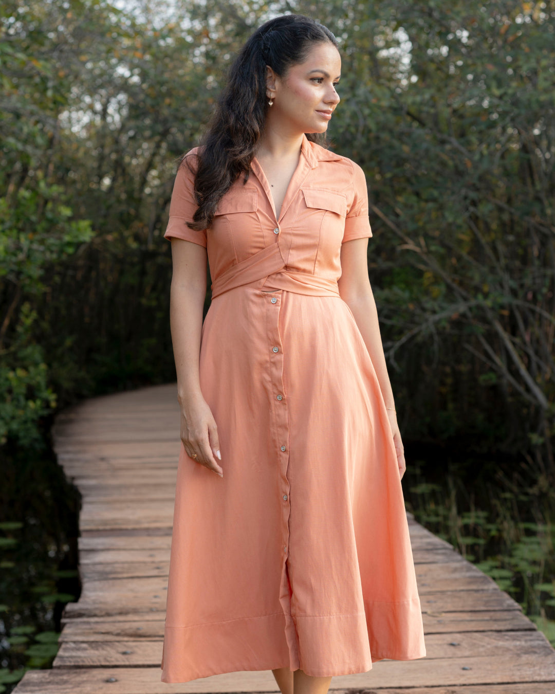 Alora Dress - Dark Peach
