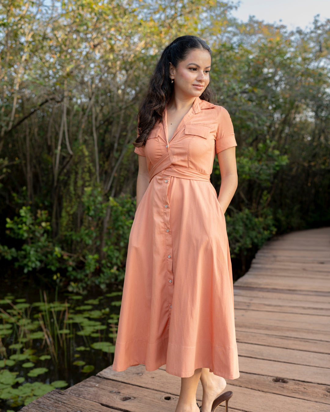 Alora Dress - Dark Peach